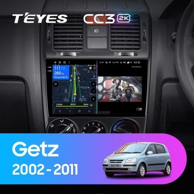 Штатная магнитола Teyes CC3 2K 360 6/128 Hyundai Getz (2002-2011) Правый руль