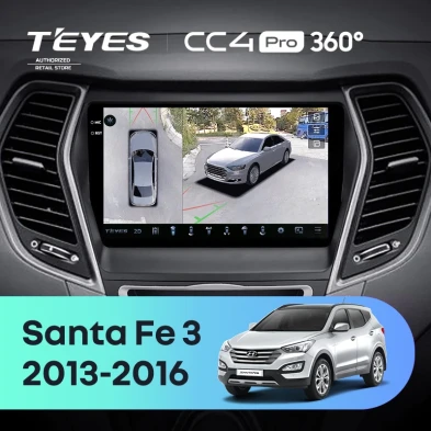 Штатная магнитола Teyes CC4 Pro 360 8/128 Hyundai Santa Fe 3 (2013-2016) Тип-A