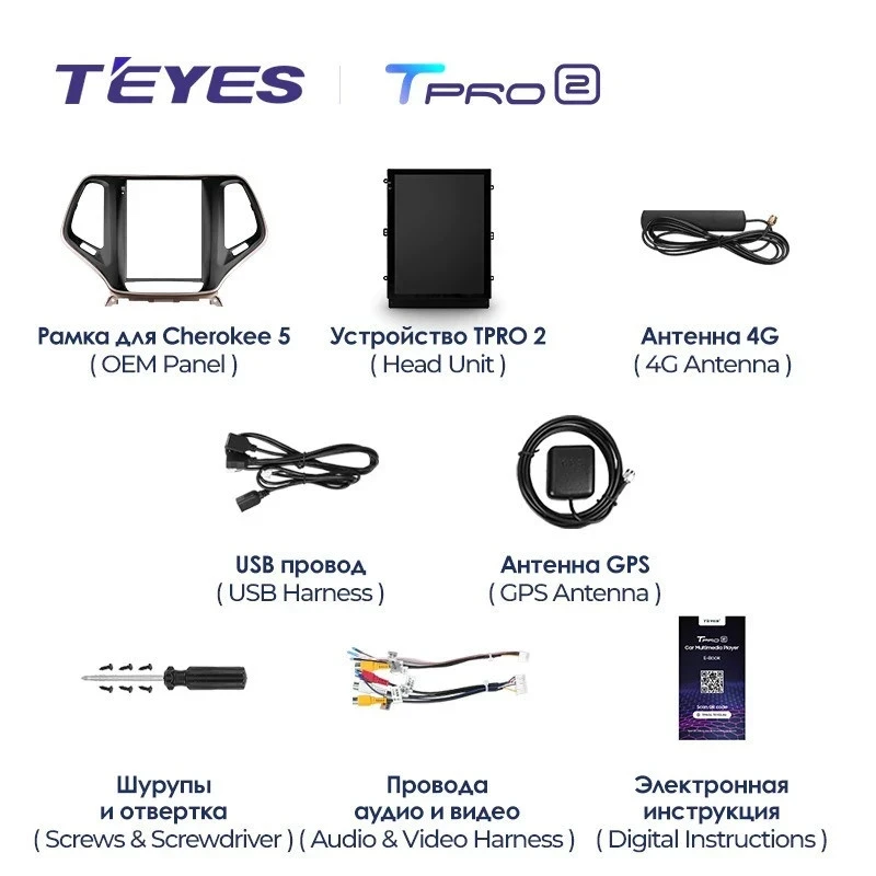 Штатная магнитола Tesla style Teyes TPRO 2 6/128 Jeep Cherokee 5 KL (2013-2018)