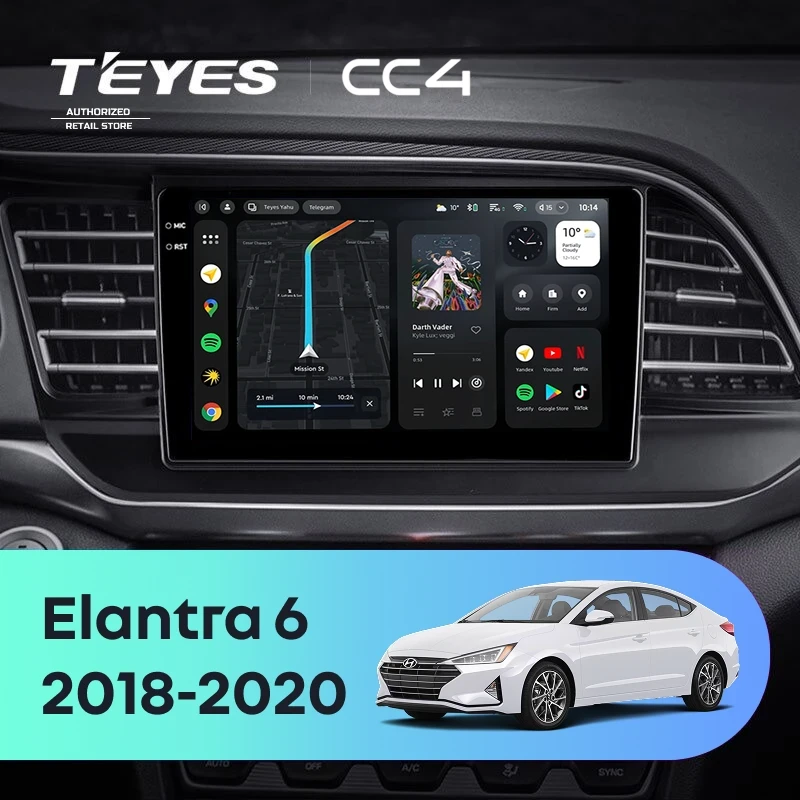 Штатная магнитола Teyes CC4 6/64 Hyundai Elantra 6 (2018-2020) Тип-B