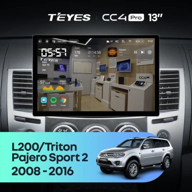 Штатная магнитола Teyes CC4 Pro 8/128 Mitsubishi Pajero Sport 2 (2008-2016) (13")