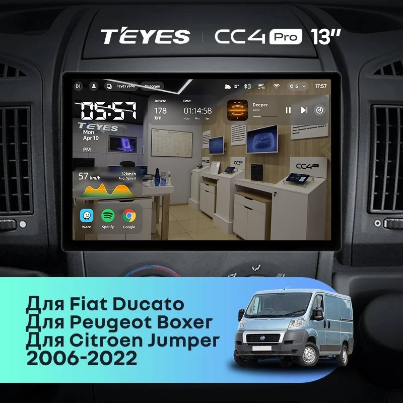 Штатная магнитола Teyes CC4 Pro 8/128 Citroen Jumper 2 (2006-2022) (13")