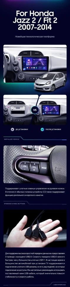 Штатная магнитола Teyes CC3L 4/32 Honda Fit 2 GE (2007-2014)