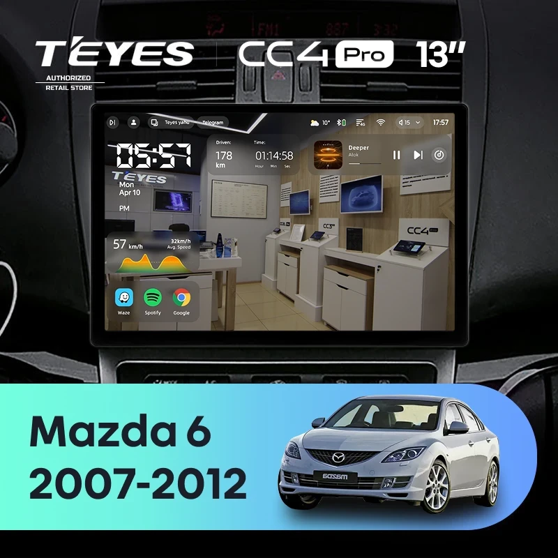 Штатная магнитола Teyes CC4 Pro 12/256 Mazda 6 2 GH (2007-2012) (13")