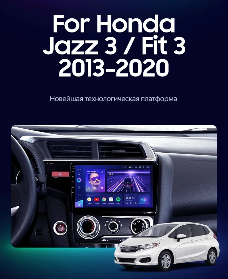 Штатная магнитола Teyes CC3L 4/32 Honda Fit 3 (2013-2020) Тип-B
