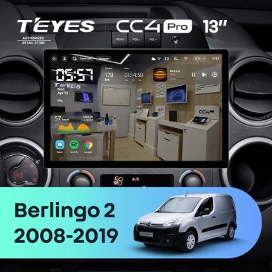 Штатная магнитола Teyes CC4 Pro 12/256 Citroen Berlingo 2 B9 (2008-2019) (13")
