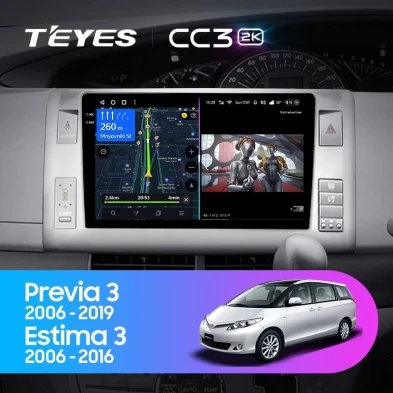 Штатная магнитола Teyes CC3 2K 6/128 Toyota Previa XR50 3 (2006-2019) Правый руль