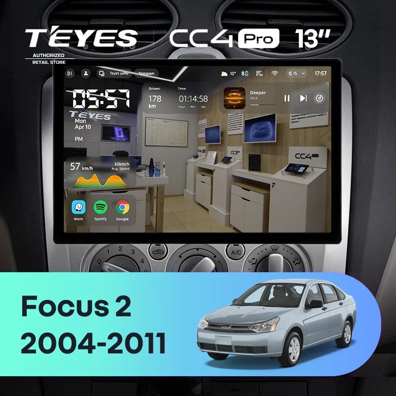 Штатная магнитола Teyes CC4 Pro 8/128 Ford Focus 2 Mk 2 (2004-2011) F2 (13")