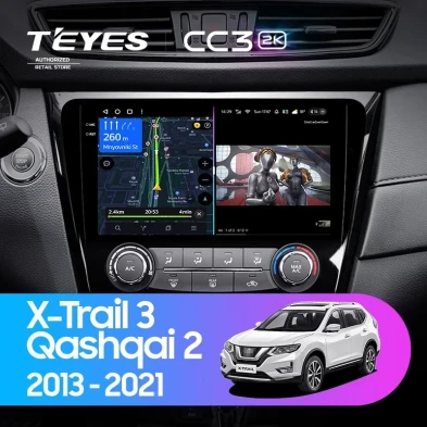 Штатная магнитола Teyes CC3 2K 4/32 Nissan Qashqai 2 (2013-2021) F2 климат контроль Тип-C