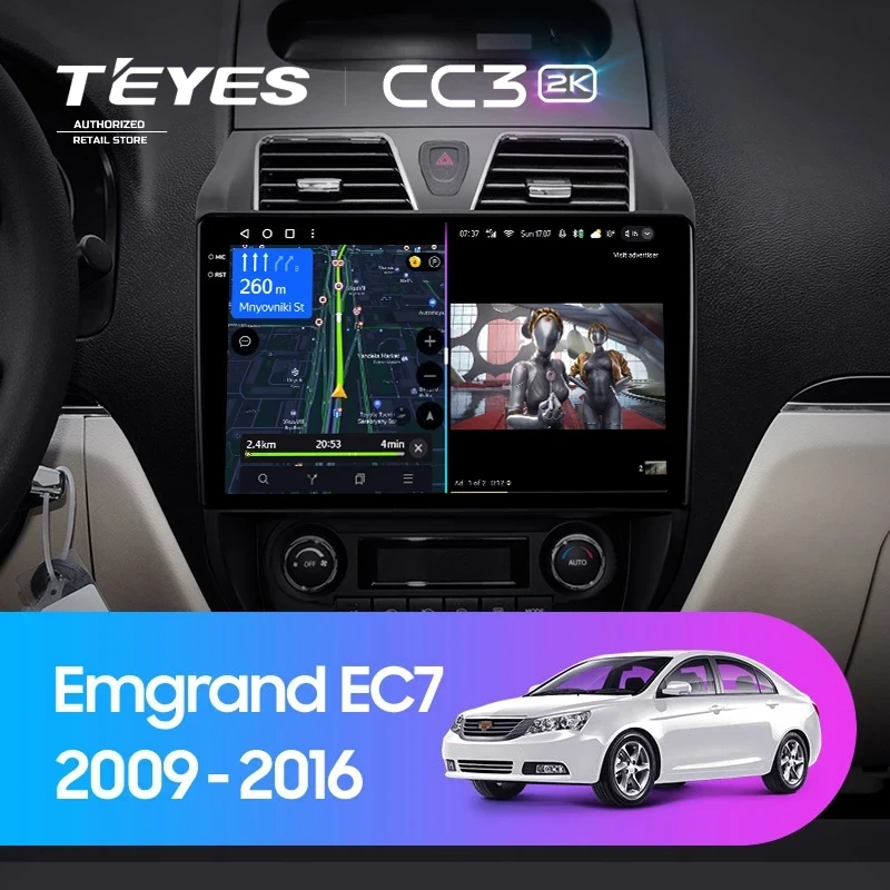 Штатная магнитола Teyes CC3 2K 360 6/128 Geely Emgrand EC7 1 (2009-2016)