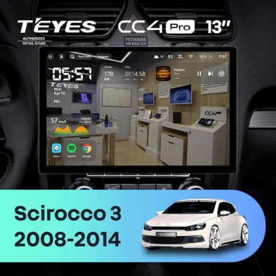 Штатная магнитола Teyes CC4 Pro 8/128 Volkswagen Scirocco (2008-2014) F1 (13")