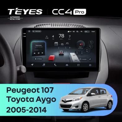 Штатная магнитола Teyes CC4 Pro 8/128 Peugeot 107 (2005-2014)