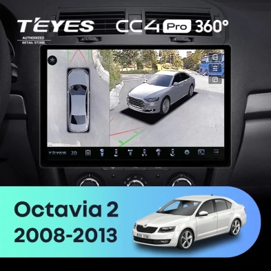Штатная магнитола Teyes CC4 Pro 360 8/128 Skoda Octavia 2 A5 (2008-2013) (13")