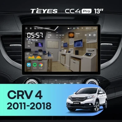 Штатная магнитола Teyes CC4 Pro 12/256 Honda CR-V 4 RM RE (2011-2018) Тип-B (13") 9 inch
