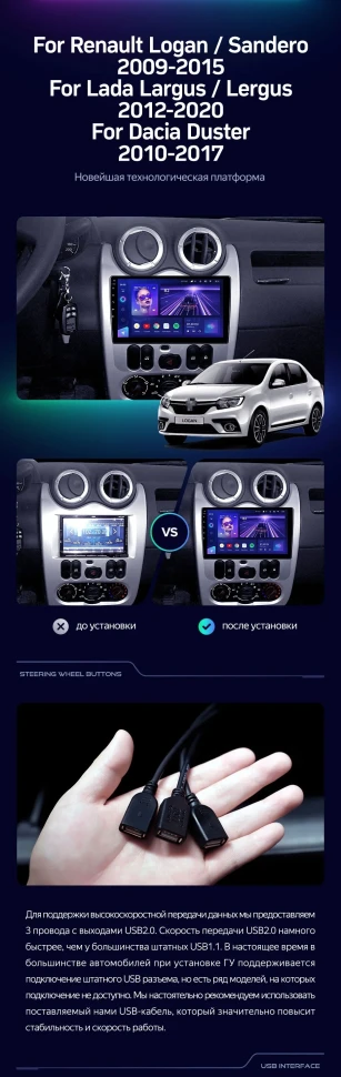 Штатная магнитола Teyes CC3 2K 360 6/128 Lada Largus (2012-2020)