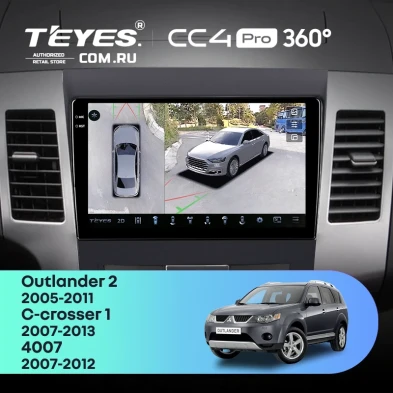 Штатная магнитола Teyes CC4 Pro 360 12/256 Citroen C-Crosser 1 (2007-2013) Декор Тип-B