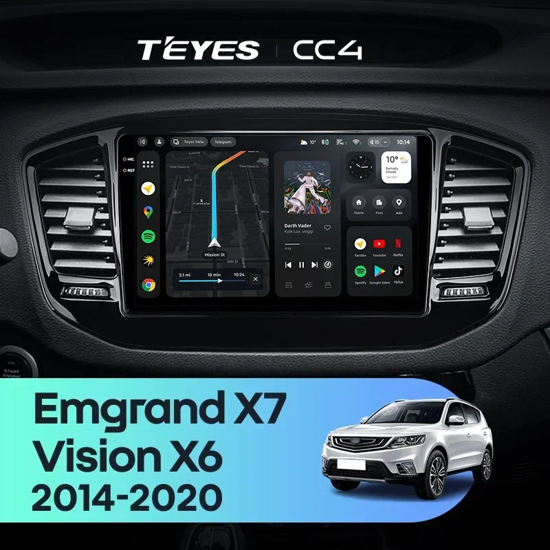 Штатная магнитола Teyes CC4 6/64 Geely Emgrand X7 (2014-2020)