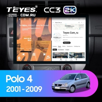 Штатная магнитола Teyes CC3 2K 6/128 Volkswagen Polo Mk4 (2001-2009) F2 (13")