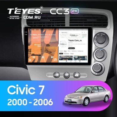 Штатная магнитола Teyes CC3 2K 6/128 Honda Civic 7 (2000-2006) F3 Правый руль