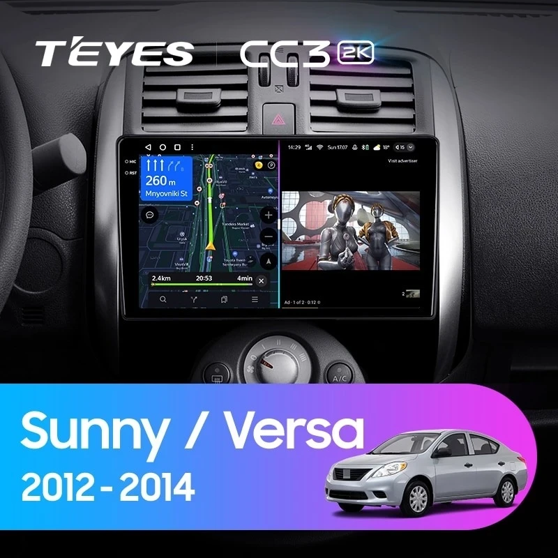 Штатная магнитола Teyes CC3 2K 6/128 Nissan Sunny Versa C17 (2012-2014)