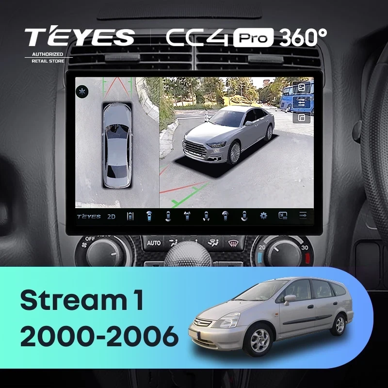 Штатная магнитола Teyes CC4 Pro 360 8/128 Honda Stream 1 (2000-2006) F1 (13")