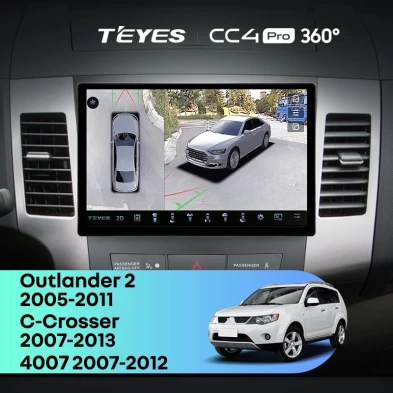 Штатная магнитола Teyes CC4 Pro 360 8/128 Mitsubishi Outlander 2 (2005-2011) Тип-A (11")