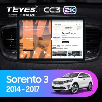 Штатная магнитола Teyes CC3 2K 4/32 Kia Sorento 3 Prime (2014-2017) Тип-A (11")