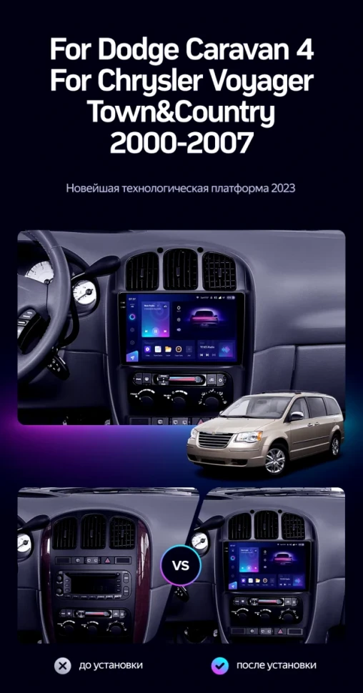 Штатная магнитола Teyes CC3 2K 4/32 Chrysler Voyager (2000-2007) Тип-B