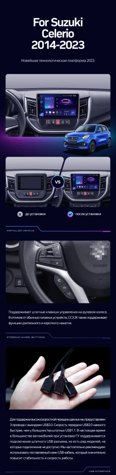 Штатная магнитола Teyes CC3 4/32 Suzuki Celerio (2014-2023)