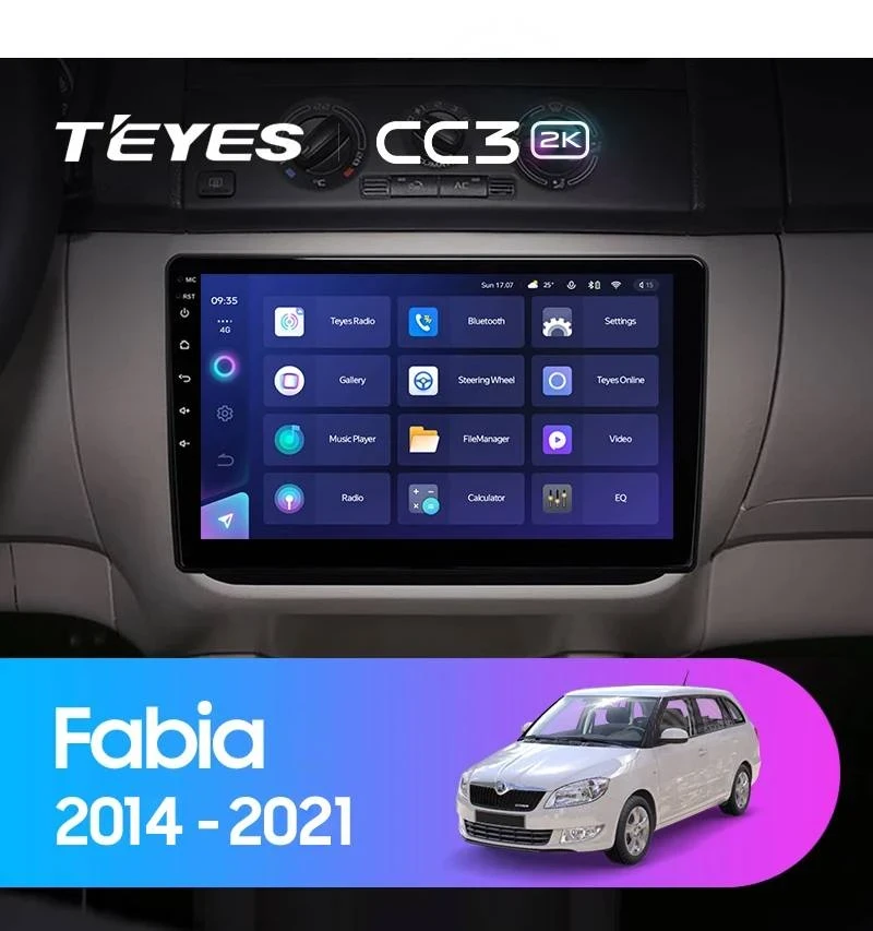 Штатная магнитола Teyes CC3 2K 6/128 Skoda Fabia (2014-2021)