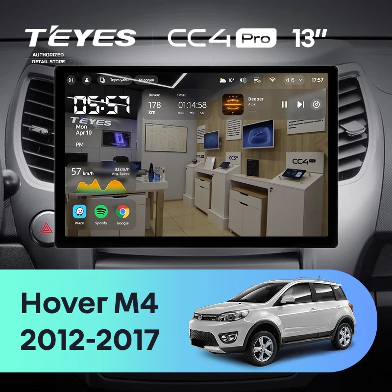 Штатная магнитола Teyes CC4 Pro 12/256 Great Wall Hover M4 (2012-2017) (13")